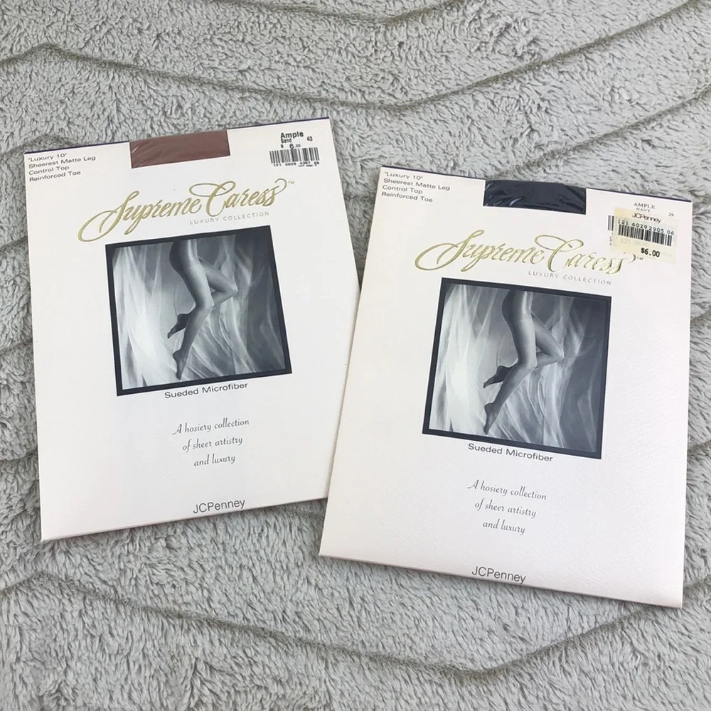 Vintage 2 Pair Supreme Caress Luxury Collection Sueded Microfiber Tights
